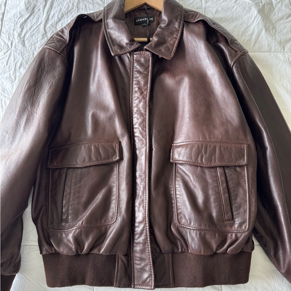 LAMARQUE Tatum Leather Jacket in Dark Brown